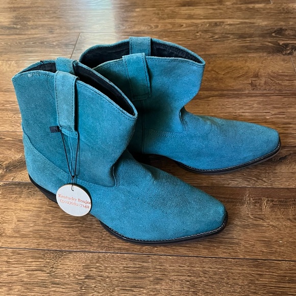 ROPER Turquoise Suede Leather Ankle Boots Newly Cleaned - Picture 10 of 12